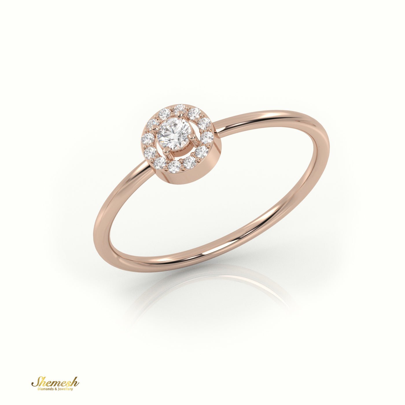 18K Gold Round Diamond Halo Engagement Ring - shemesh_diamonds