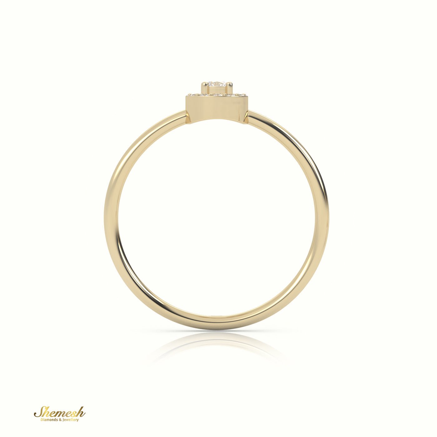 18K Gold Round Diamond Halo Engagement Ring - shemesh_diamonds