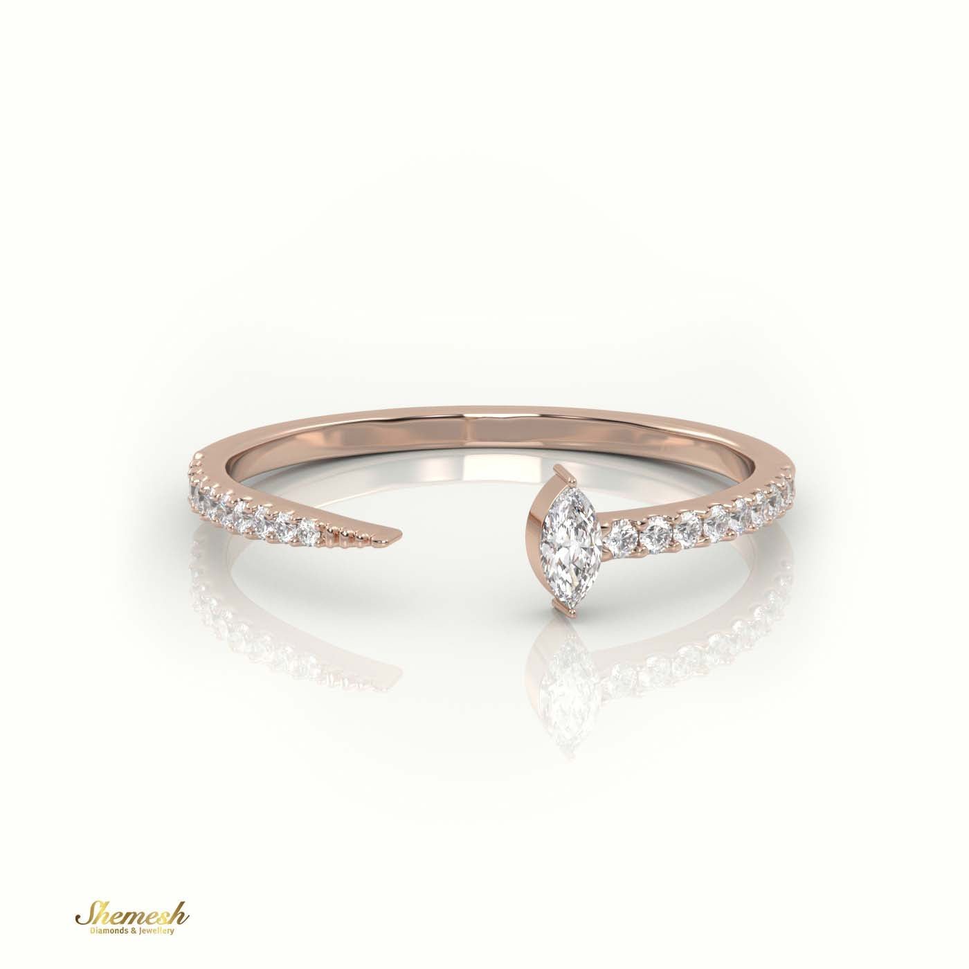 18K Gold Marquise Cut Diamond Open Pave Setting Ring - shemesh_diamonds