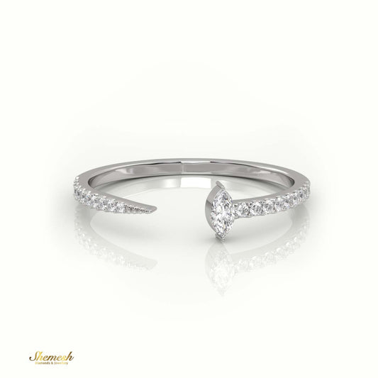 18K Gold Marquise Cut Diamond 2 - Prong Pave Setting Ring - shemesh_diamonds