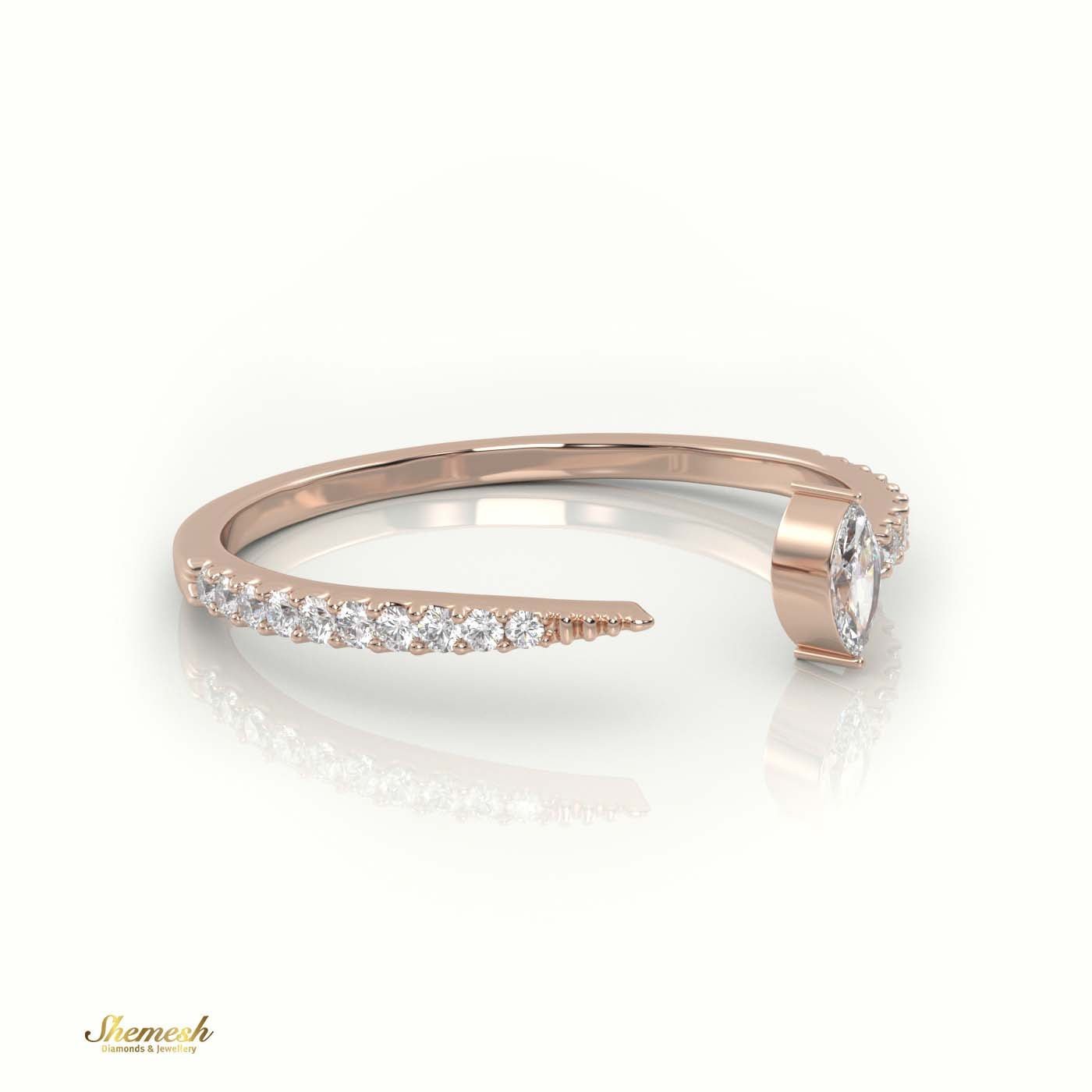 18K Gold Marquise Cut Diamond Open Pave Setting Ring - shemesh_diamonds