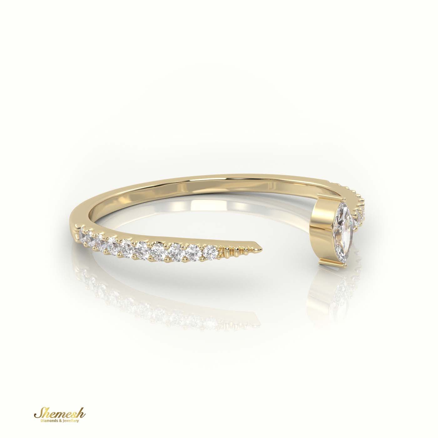 18K Gold Marquise Cut Diamond Open Pave Setting Ring - shemesh_diamonds