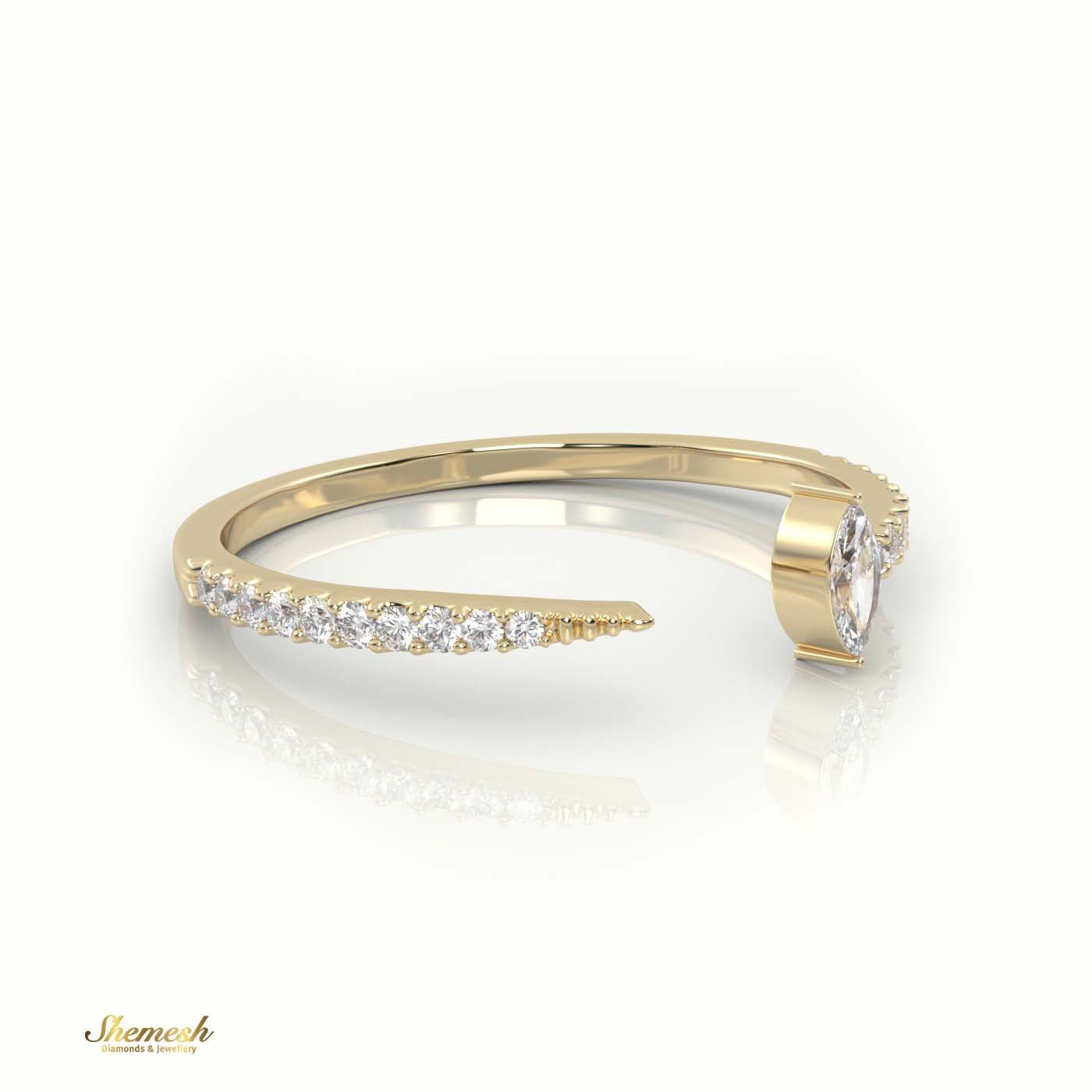 18K Gold Marquise Cut Diamond 2 - Prong Pave Setting Ring - shemesh_diamonds