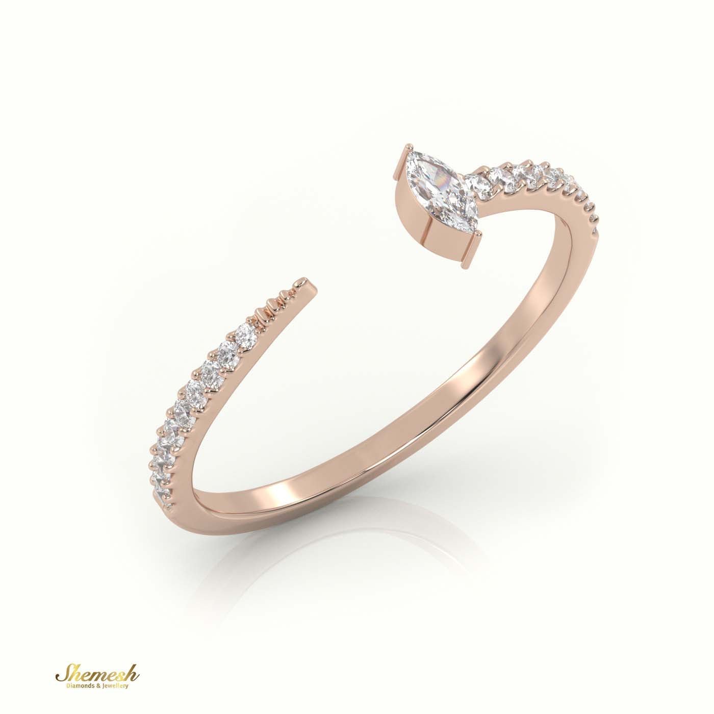 18K Gold Marquise Cut Diamond Open Pave Setting Ring - shemesh_diamonds