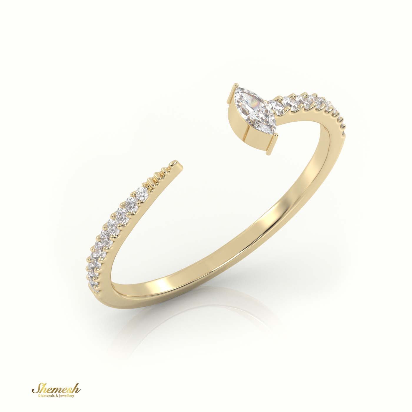 18K Gold Marquise Cut Diamond Open Pave Setting Ring - shemesh_diamonds