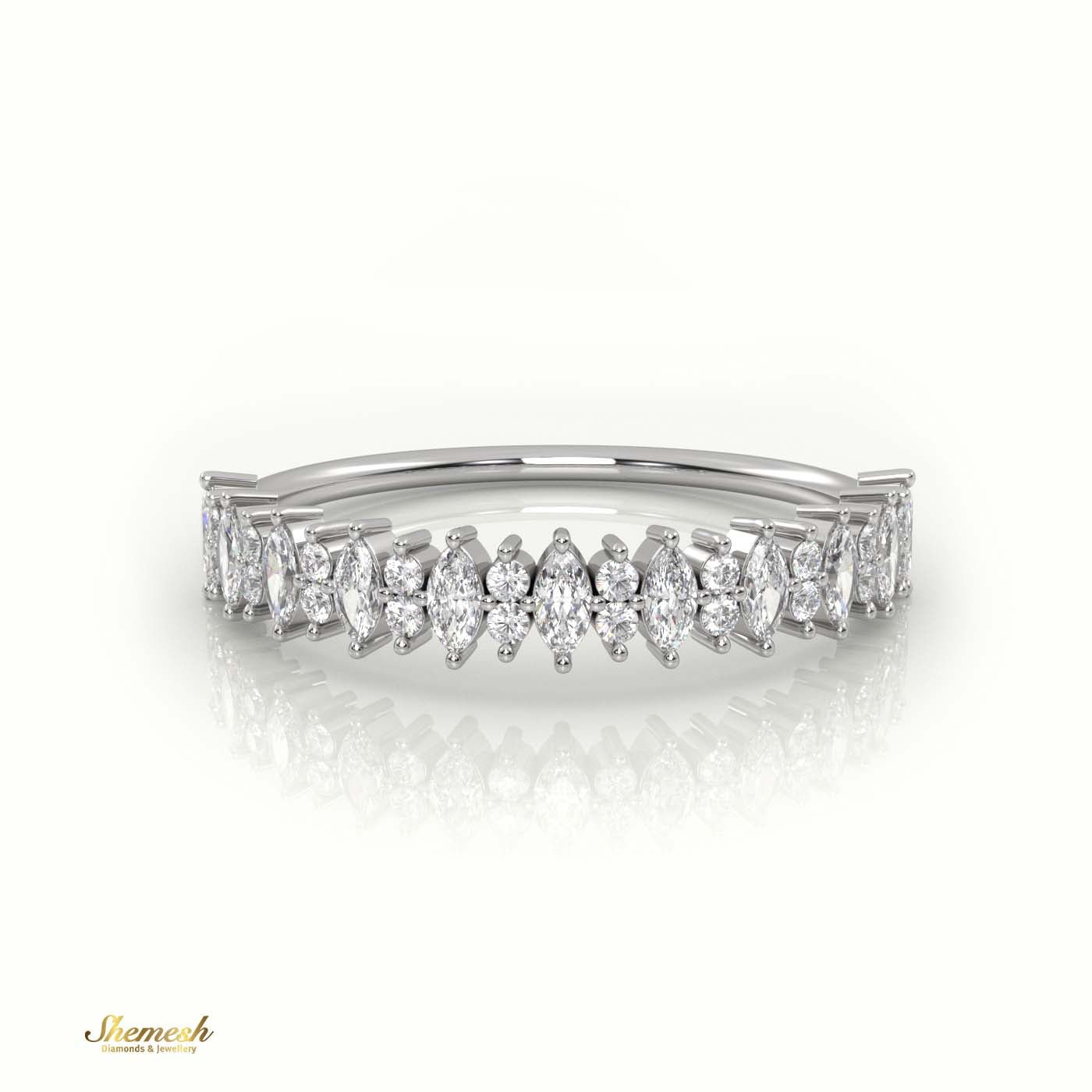 18K Gold Marquise & Round Cut Diamond Designer Ring - shemesh_diamonds