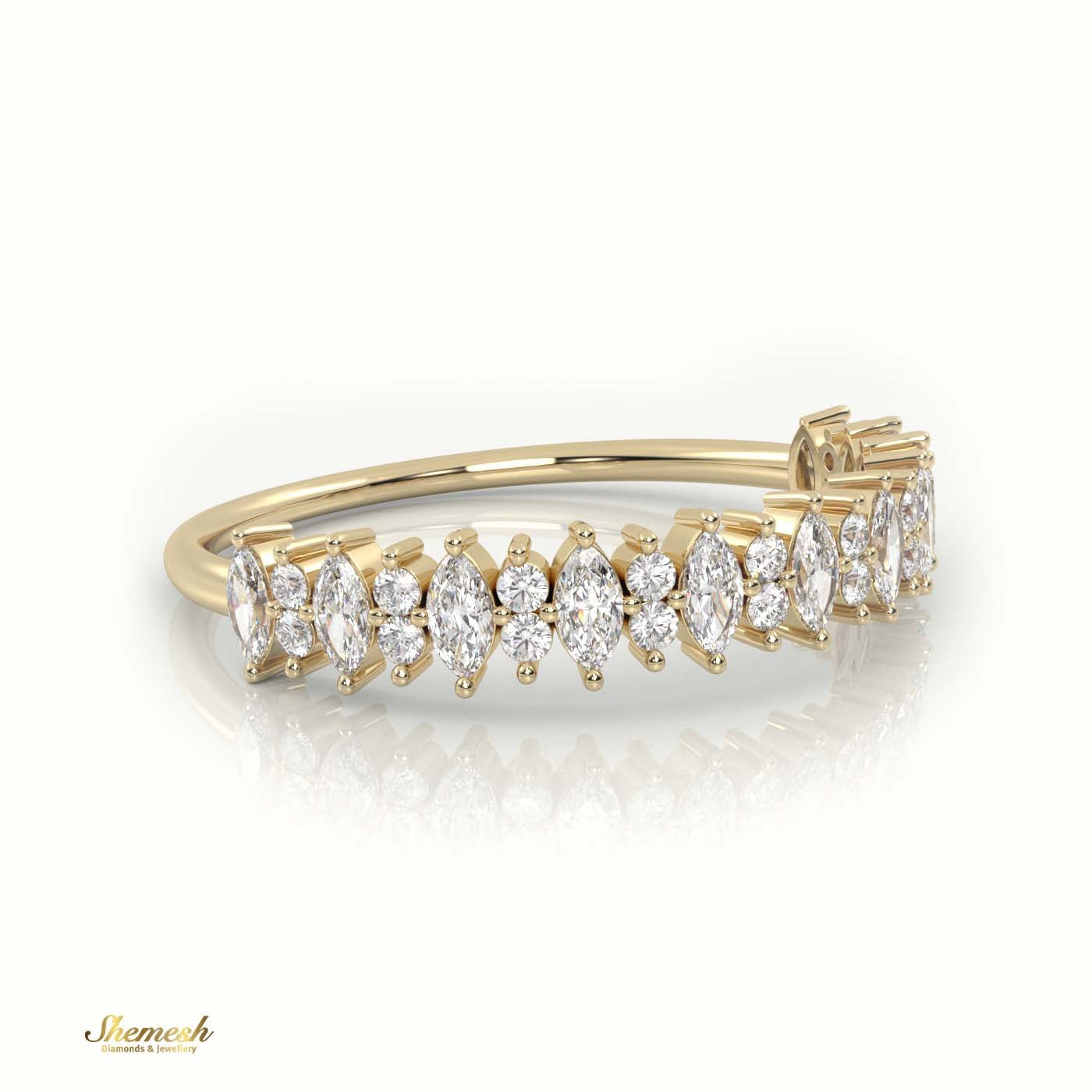 18K Gold Marquise & Round Cut Diamond Designer Ring - shemesh_diamonds