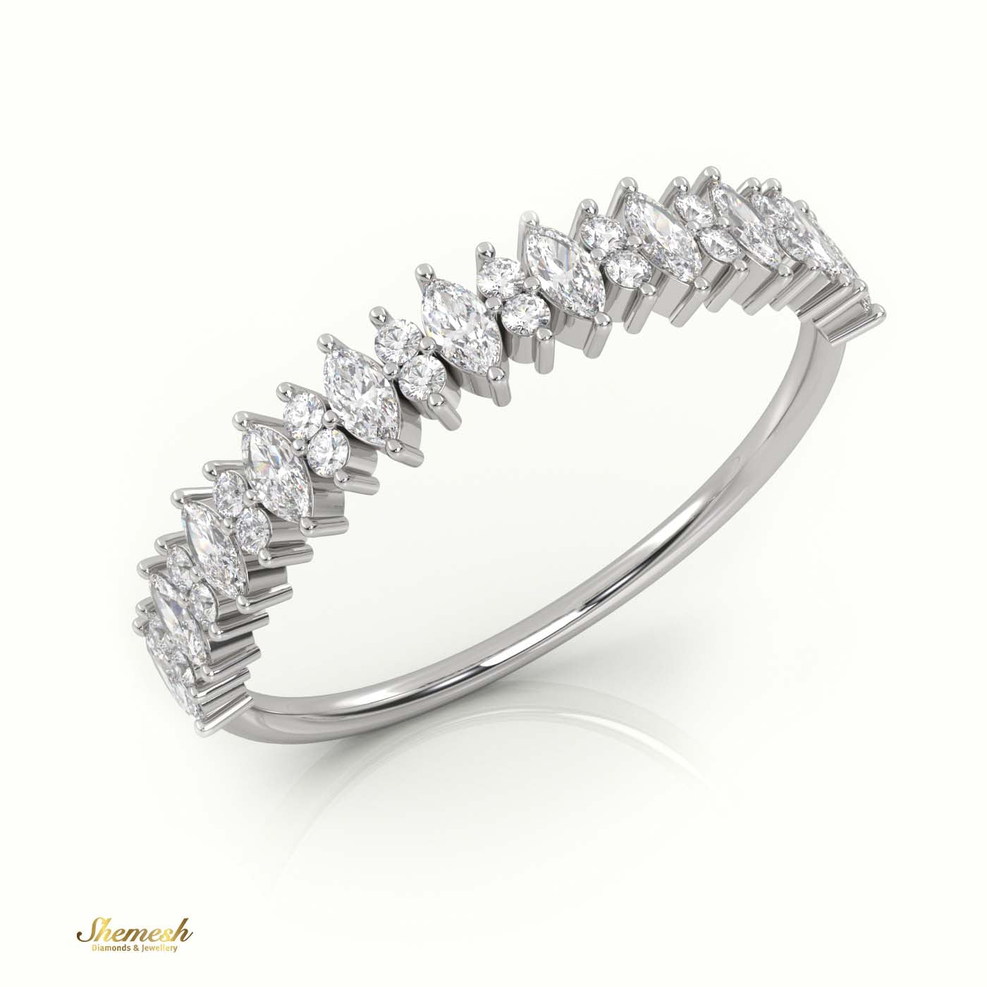 18K Gold Marquise & Round Cut Diamond Designer Ring - shemesh_diamonds