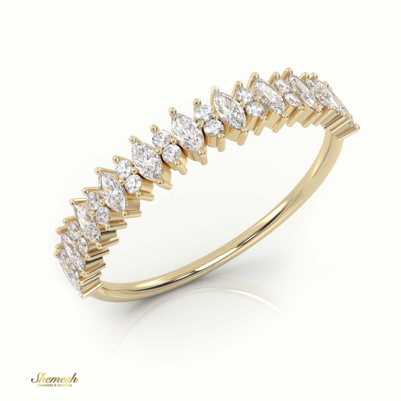 18K Gold Marquise & Round Cut Diamond Designer Ring - shemesh_diamonds