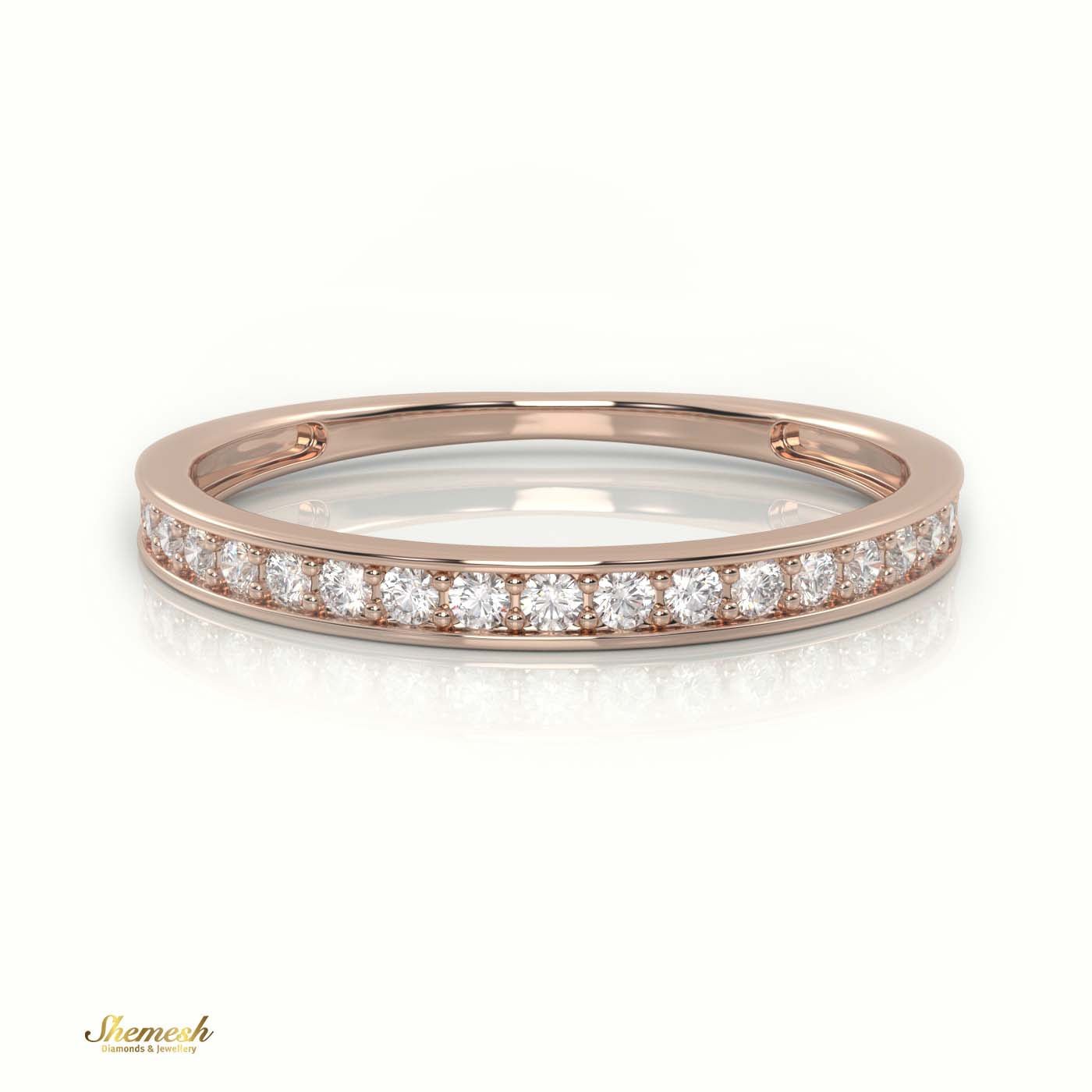 18K Gold Round Cut Diamond Channel Setting Half Eternity Wedding Band - shemesh_diamonds