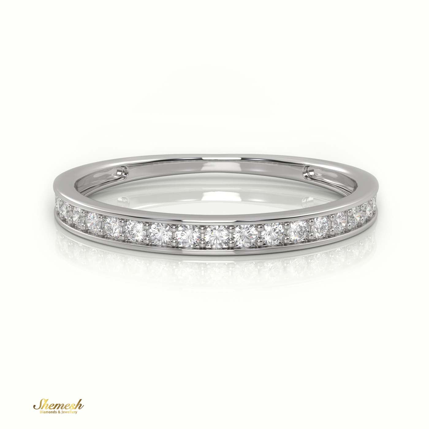 18K Gold Round Cut Diamond Channel Setting Half Eternity Wedding Band - shemesh_diamonds