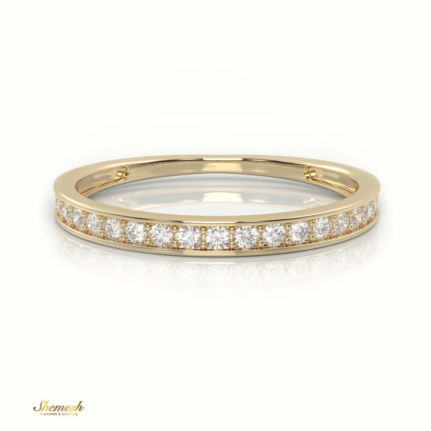 18K Gold Round Cut Diamond Channel Setting Half Eternity Wedding Band - shemesh_diamonds