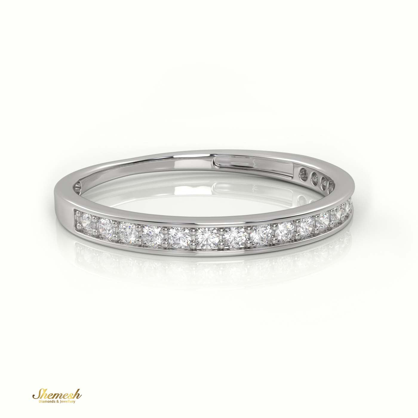 18K Gold Round Cut Diamond Channel Setting Half Eternity Wedding Band - shemesh_diamonds