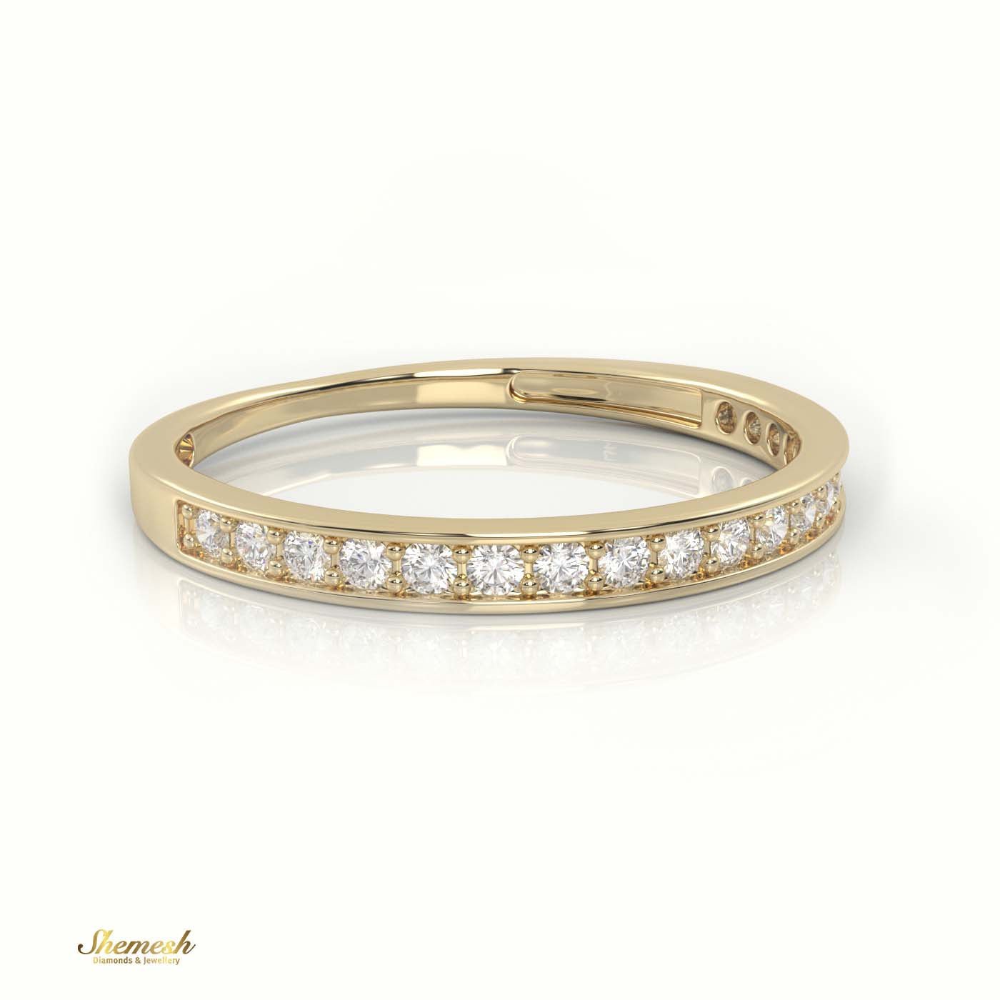 18K Gold Round Cut Diamond Channel Setting Half Eternity Wedding Band - shemesh_diamonds