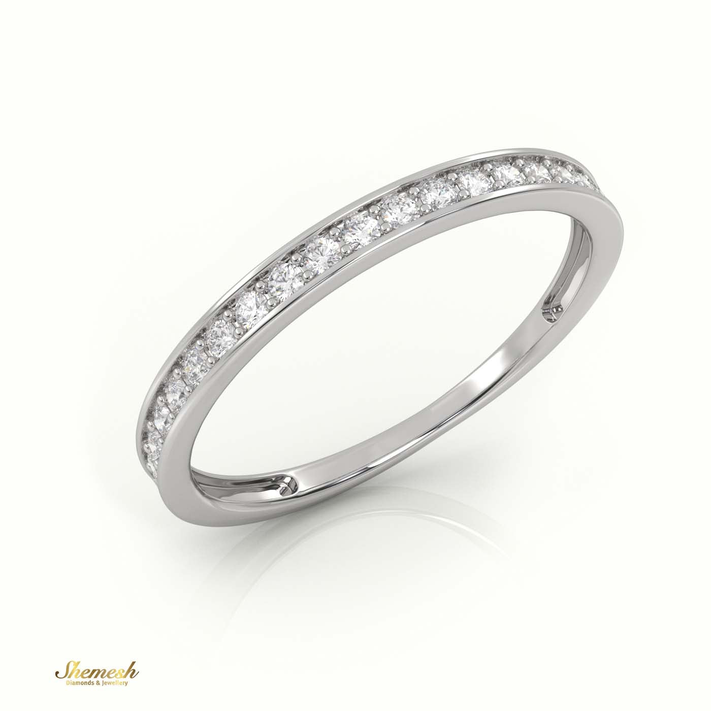 18K Gold Round Cut Diamond Channel Setting Half Eternity Wedding Band - shemesh_diamonds