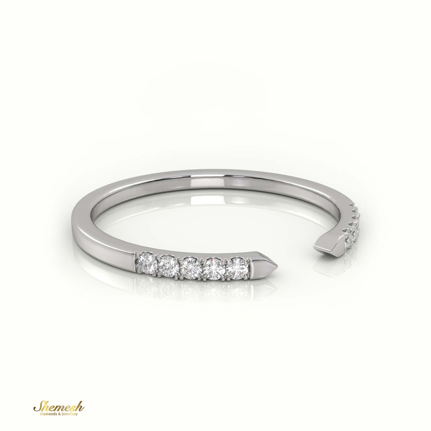 18K Gold Round Cut Diamond Open Pave Setting Designer Ring - shemesh_diamonds