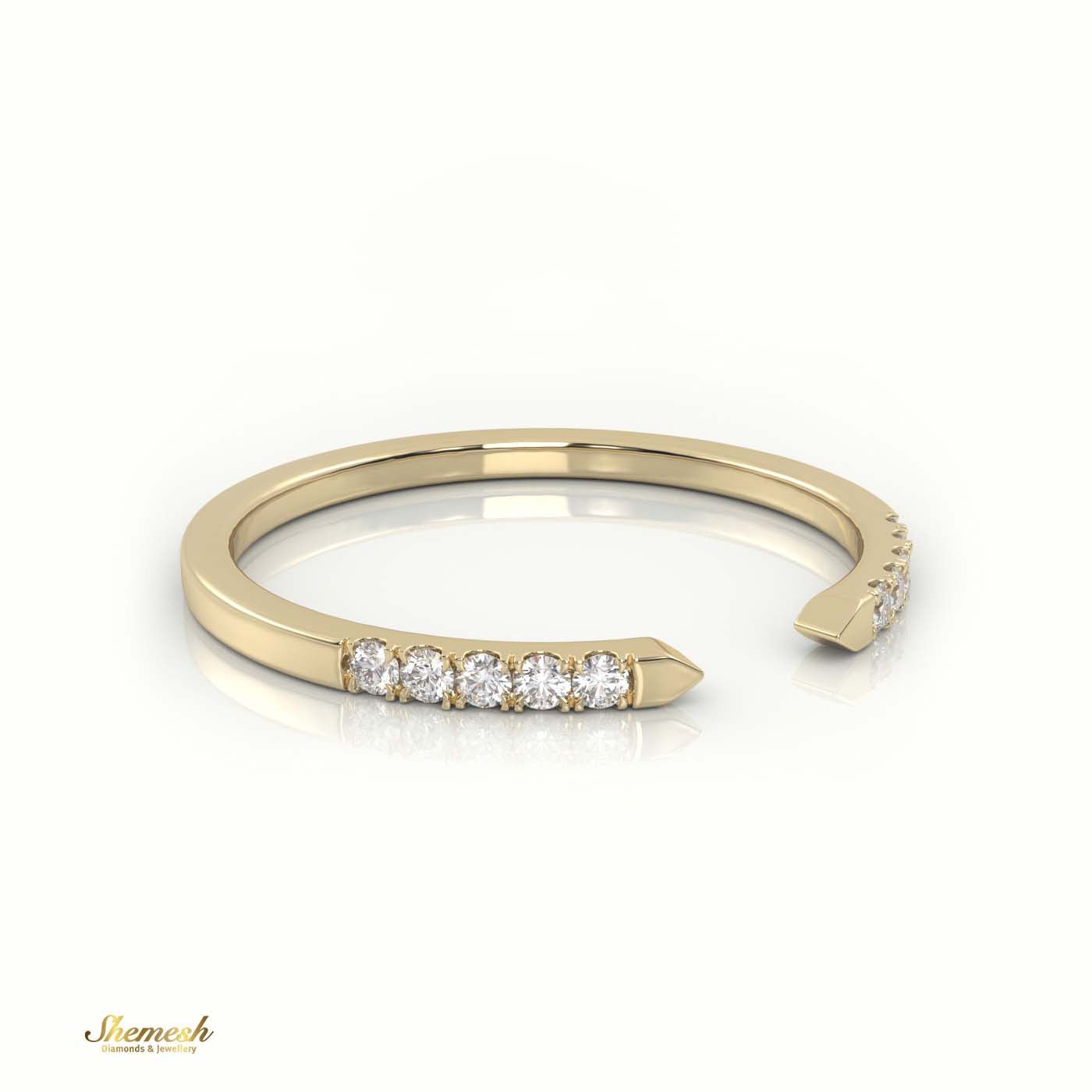 18K Gold Round Cut Diamond Open Pave Setting Designer Ring - shemesh_diamonds