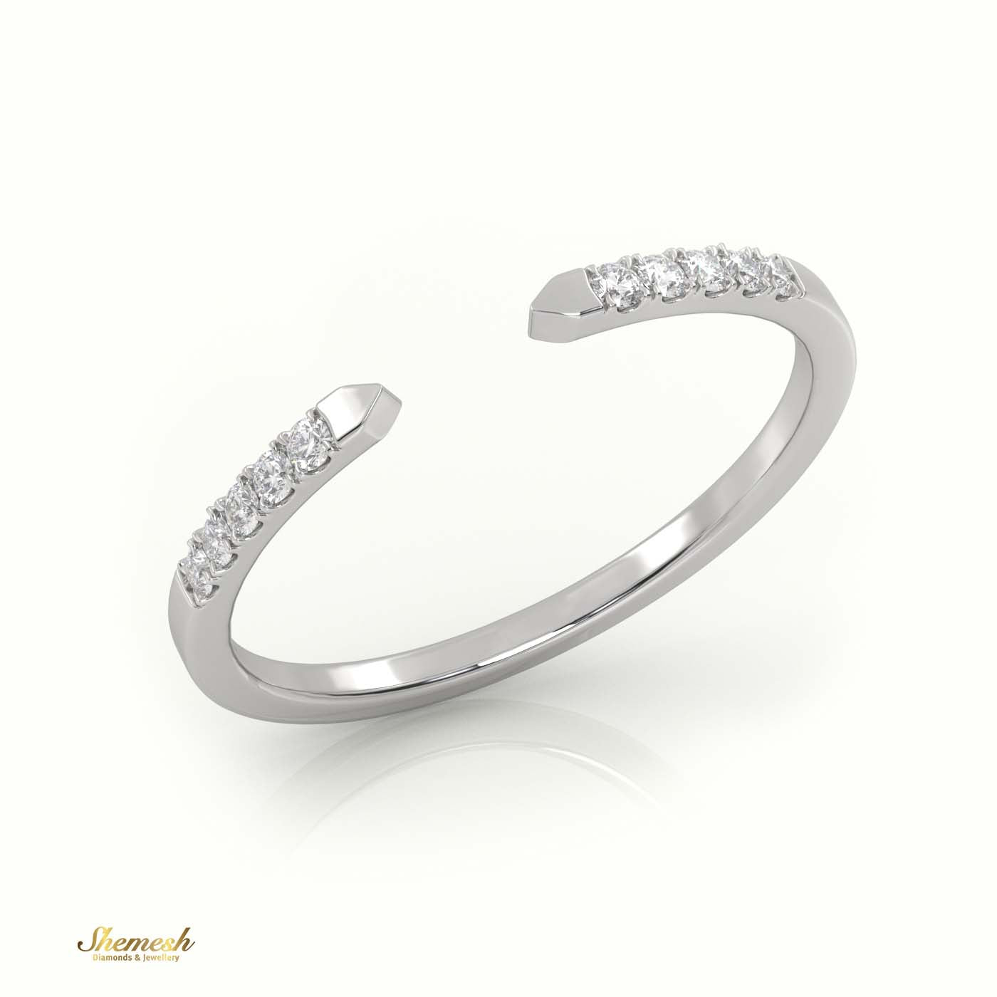 18K Gold Round Cut Diamond Open Pave Setting Designer Ring - shemesh_diamonds