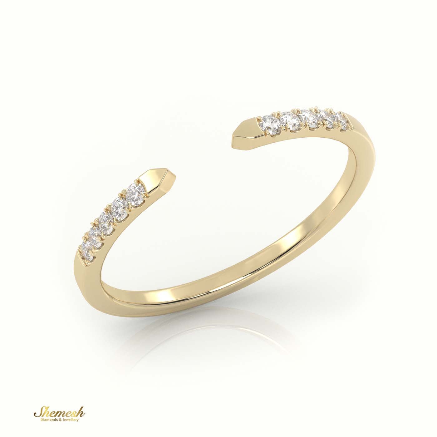 18K Gold Round Cut Diamond Open Pave Setting Designer Ring - shemesh_diamonds