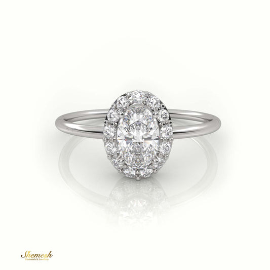 18K Gold 4 Prongs Oval Cut Diamond Halo Setting Engagement Ring - shemesh_diamonds