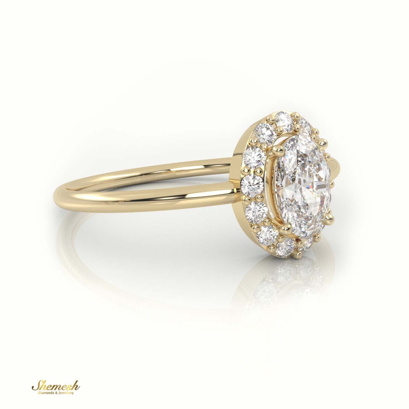 18K Gold 4 Prongs Oval Cut Diamond Halo Setting Engagement Ring - shemesh_diamonds