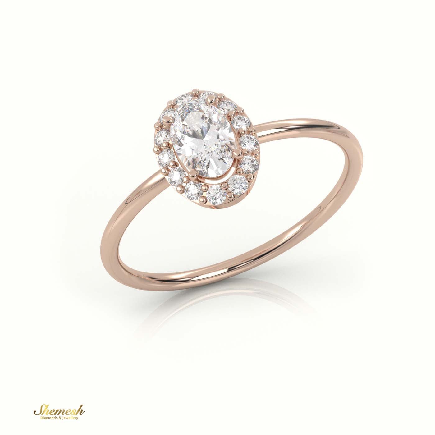 18K Gold 4 Prongs Oval Cut Diamond Halo Setting Engagement Ring - shemesh_diamonds