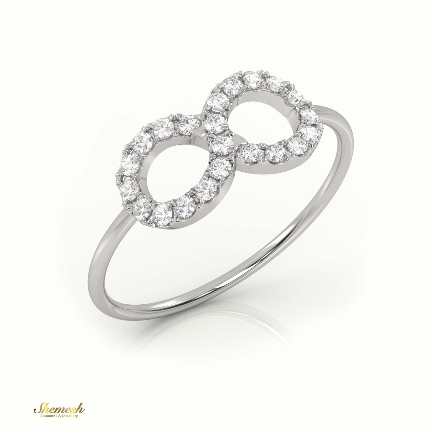 18K Gold Round Cut Diamond Infinity Style Designer Ring - shemesh_diamonds