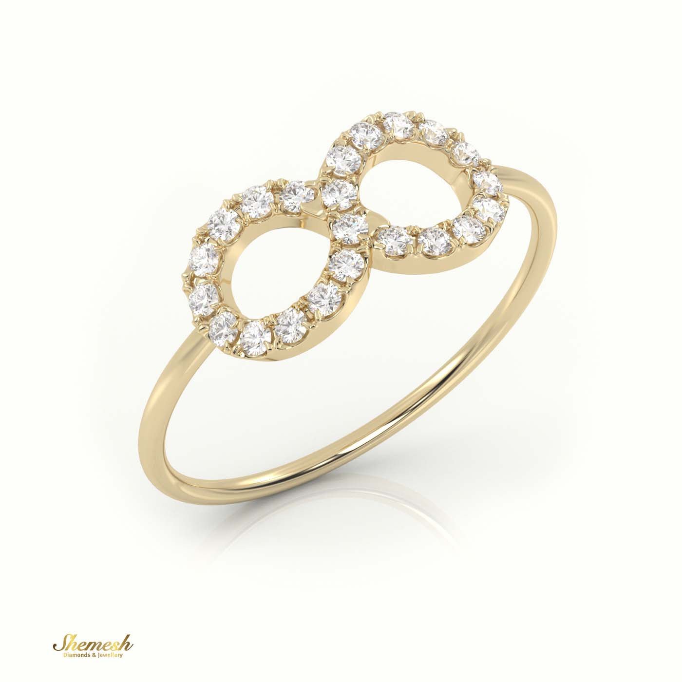 18K Gold Round Cut Diamond Infinity Style Designer Ring - shemesh_diamonds