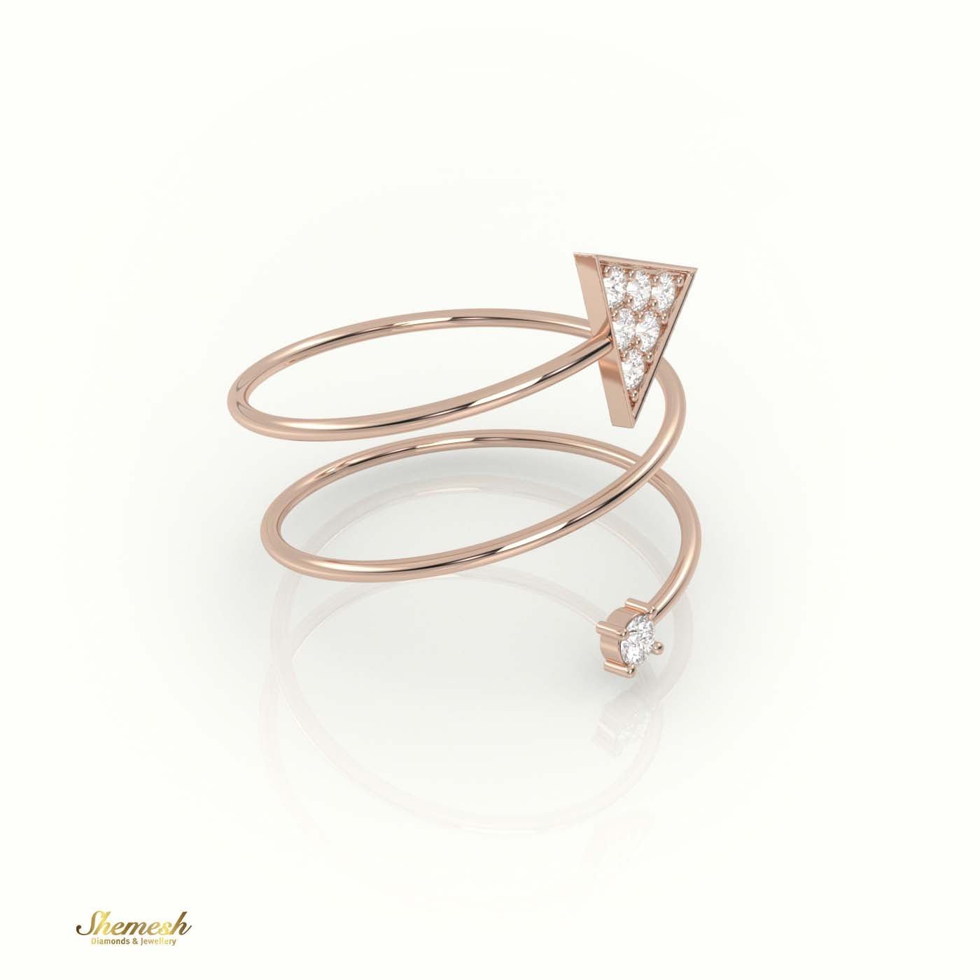 18K Gold Round Diamond Spiral Design Ring - shemesh_diamonds