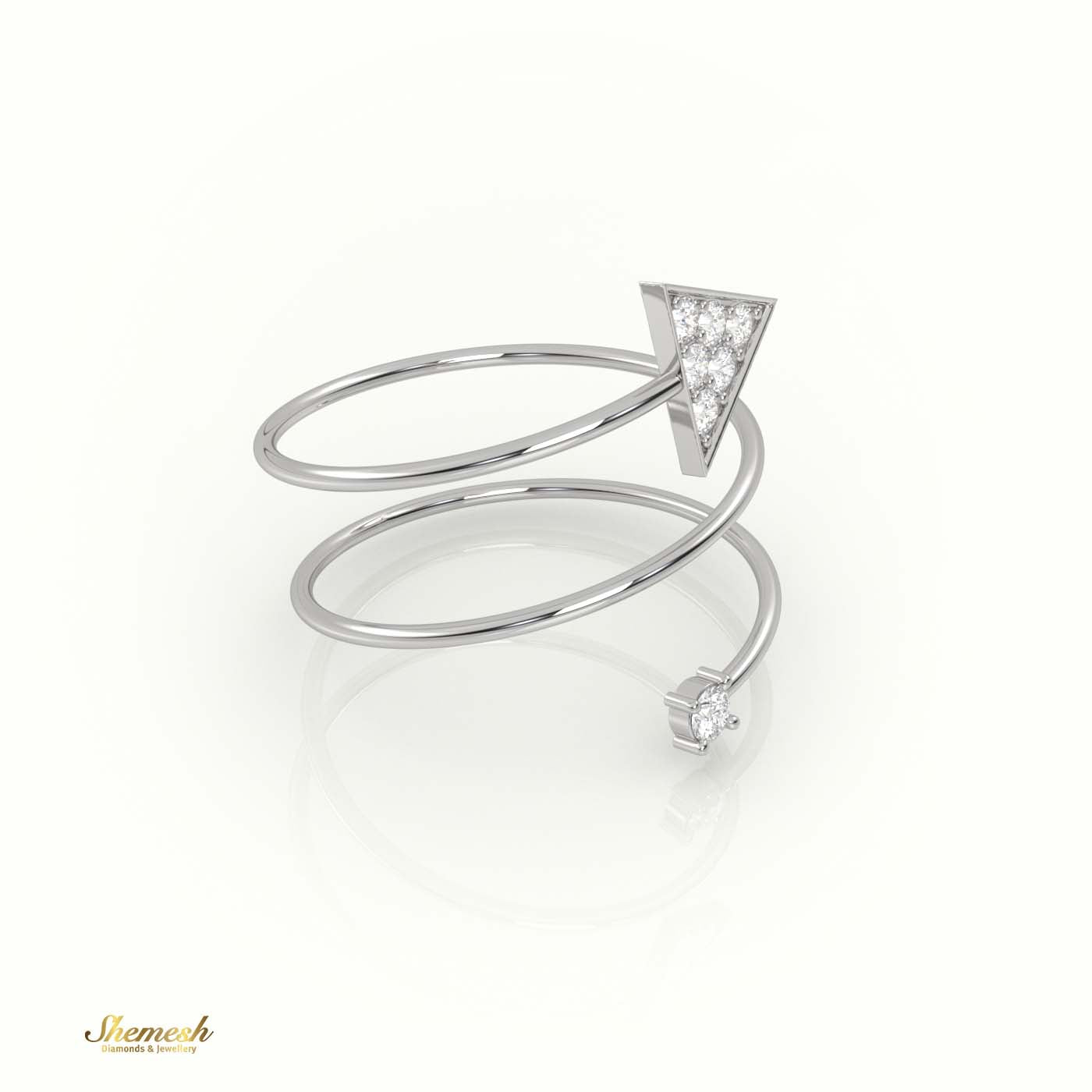 18K Gold Round Diamond Spiral Design Ring - shemesh_diamonds