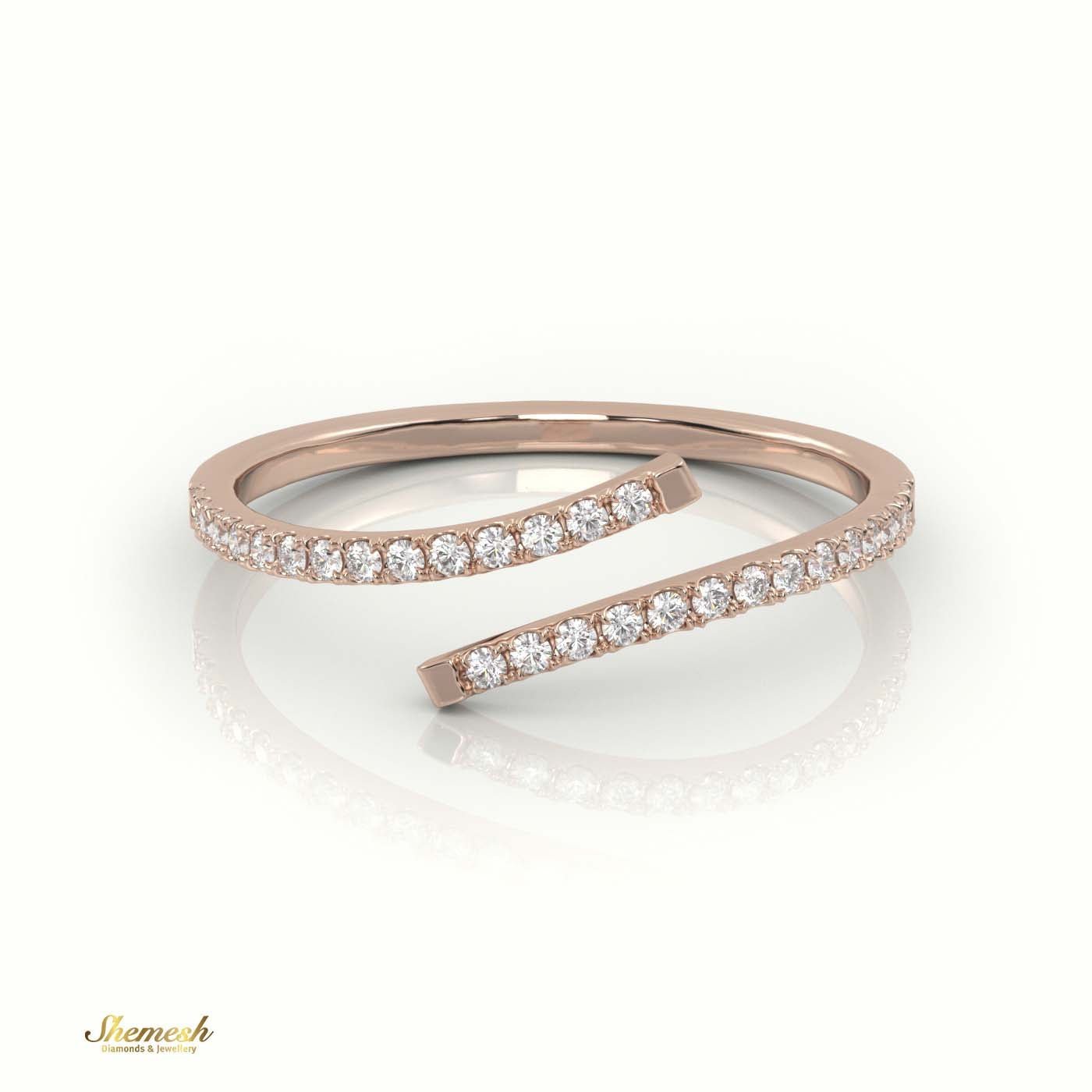 18K Gold Round - Cut Diamond Spiral Designer Ring - shemesh_diamonds