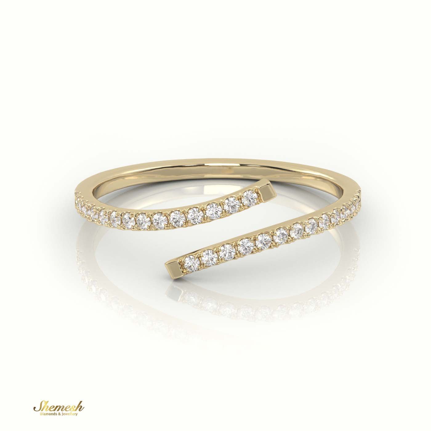 18K Gold Round - Cut Diamond Spiral Designer Ring - shemesh_diamonds