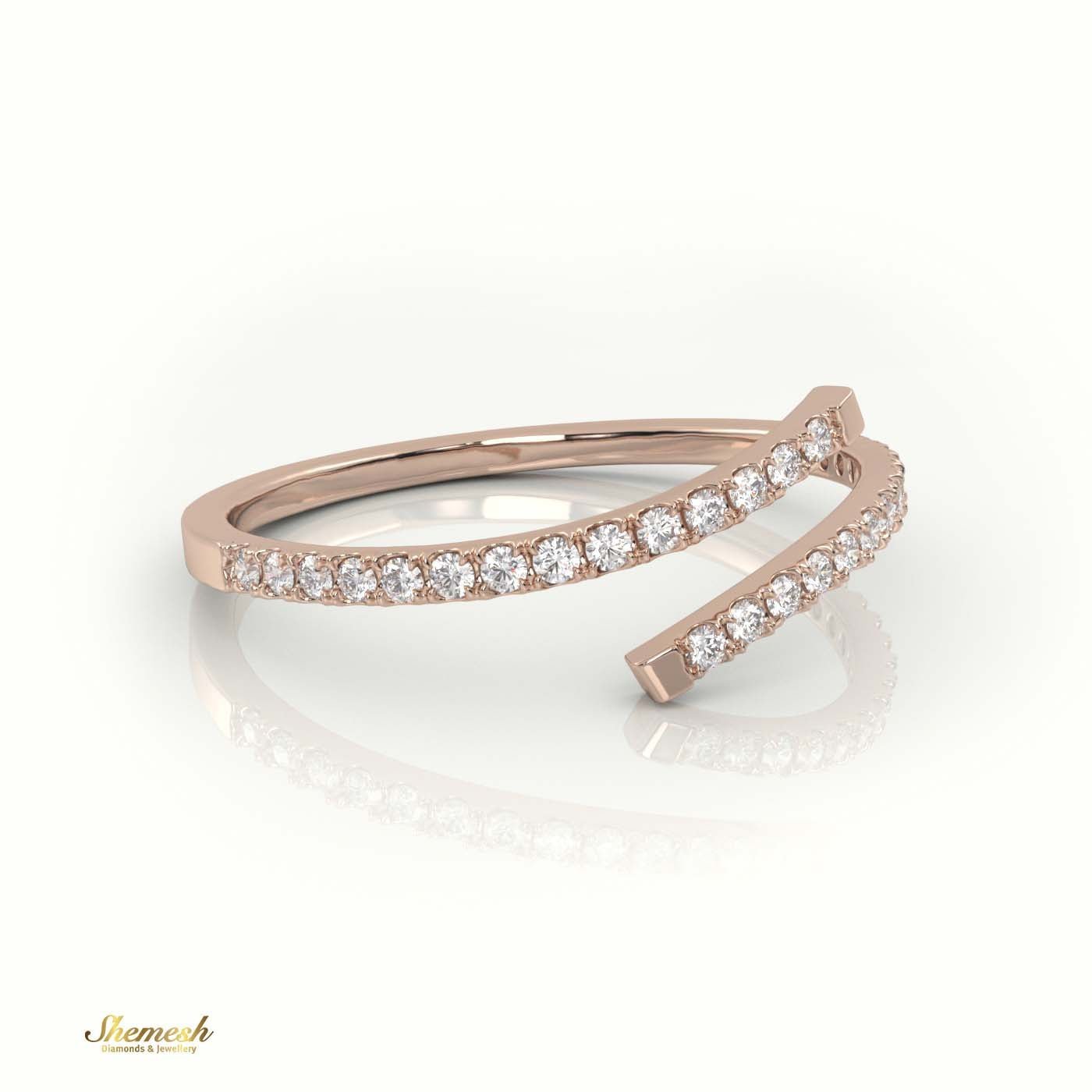 18K Gold Round - Cut Diamond Spiral Designer Ring - shemesh_diamonds