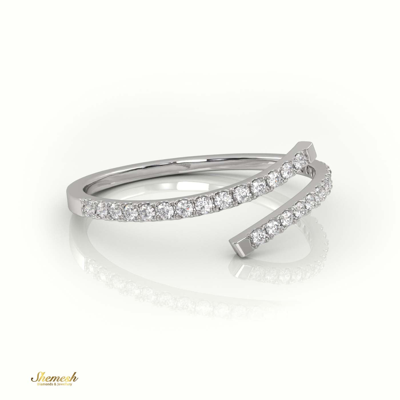 18K Gold Round - Cut Diamond Spiral Designer Ring - shemesh_diamonds