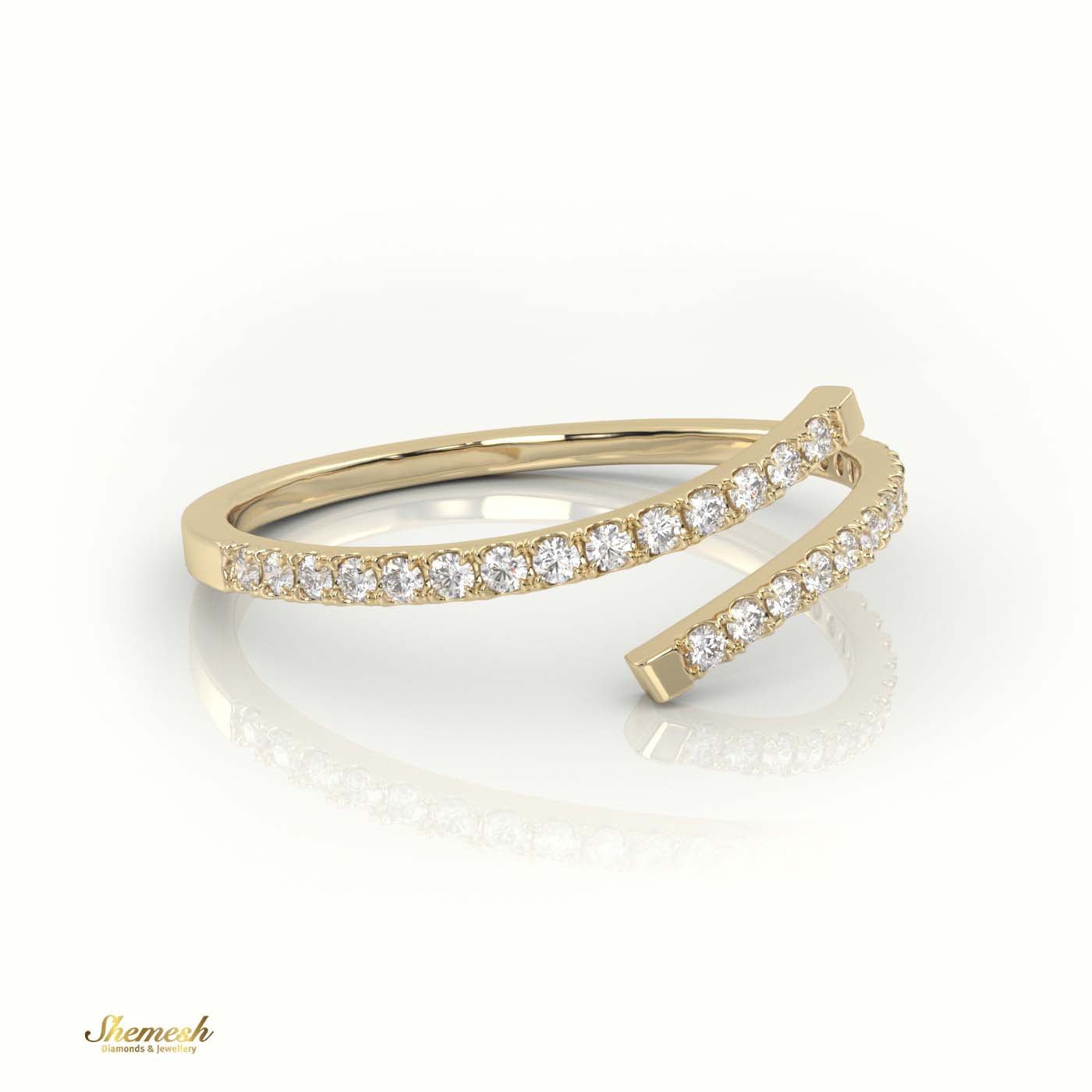 18K Gold Round - Cut Diamond Spiral Designer Ring - shemesh_diamonds