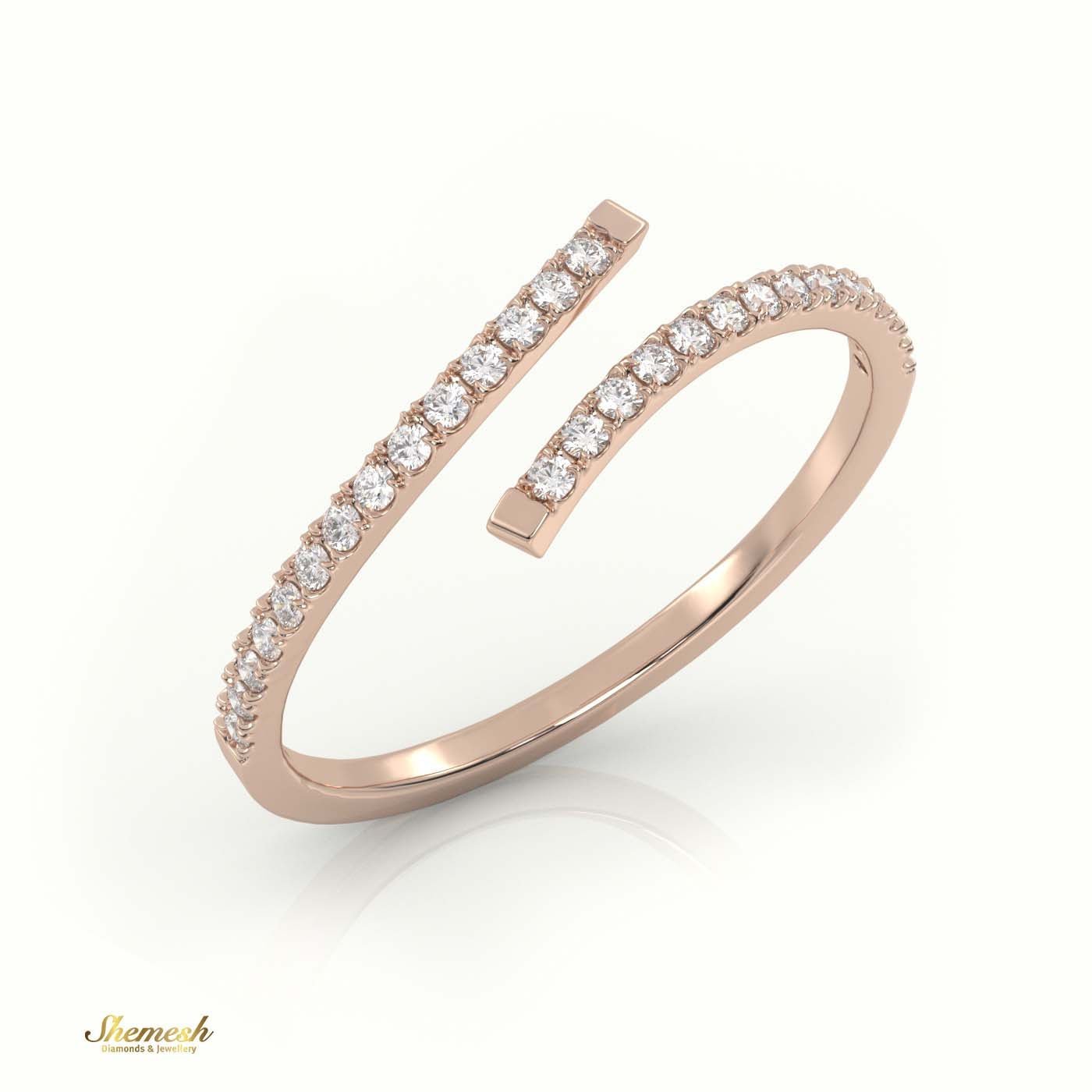 18K Gold Round - Cut Diamond Spiral Designer Ring - shemesh_diamonds