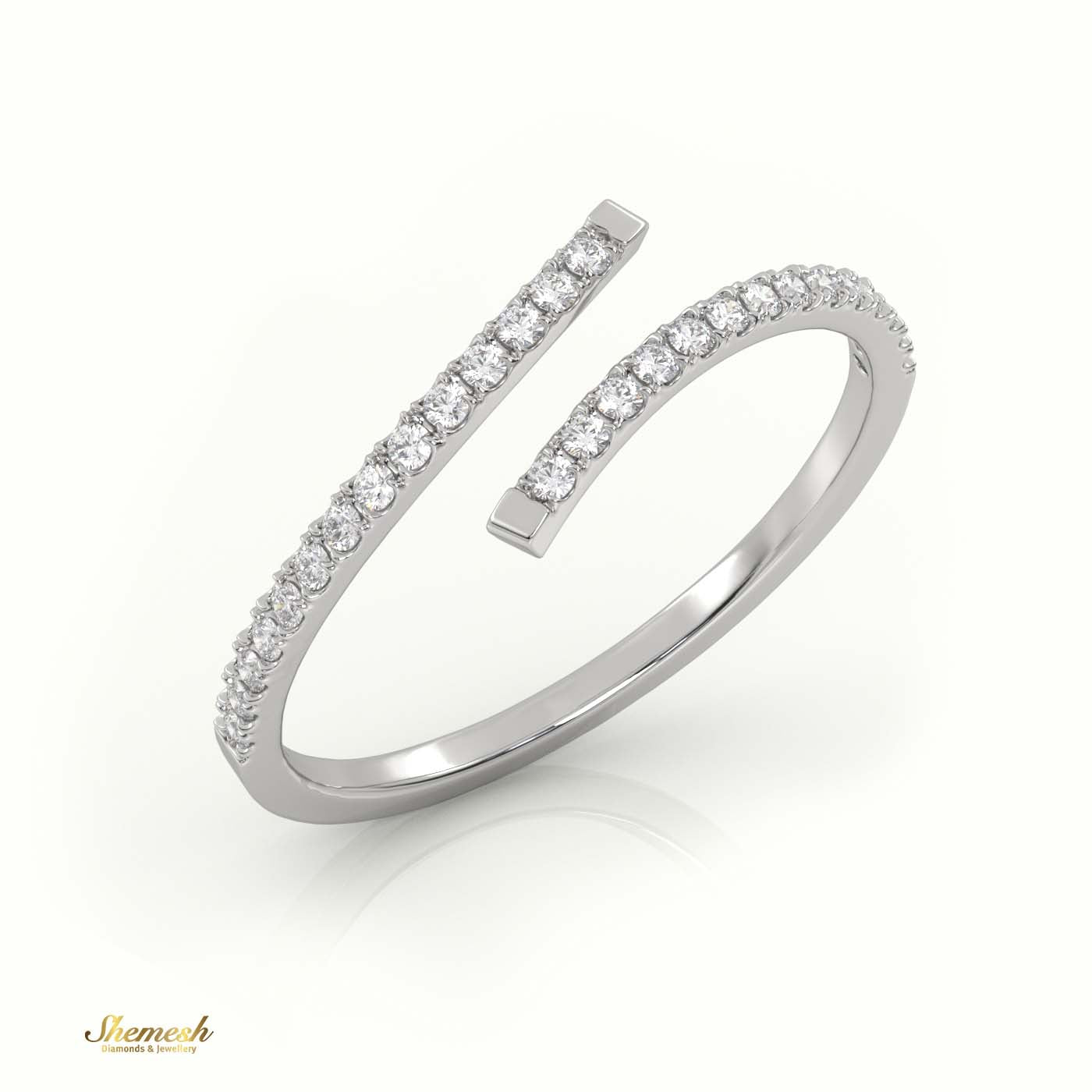 18K Gold Round - Cut Diamond Spiral Designer Ring - shemesh_diamonds