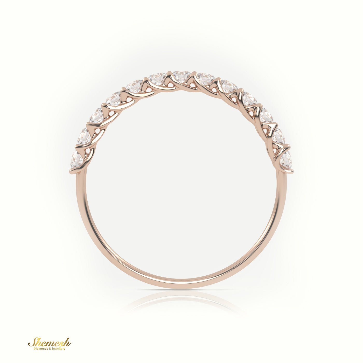 18K Gold Round Cut Diamond Half Eternity Wedding Ring - shemesh_diamonds