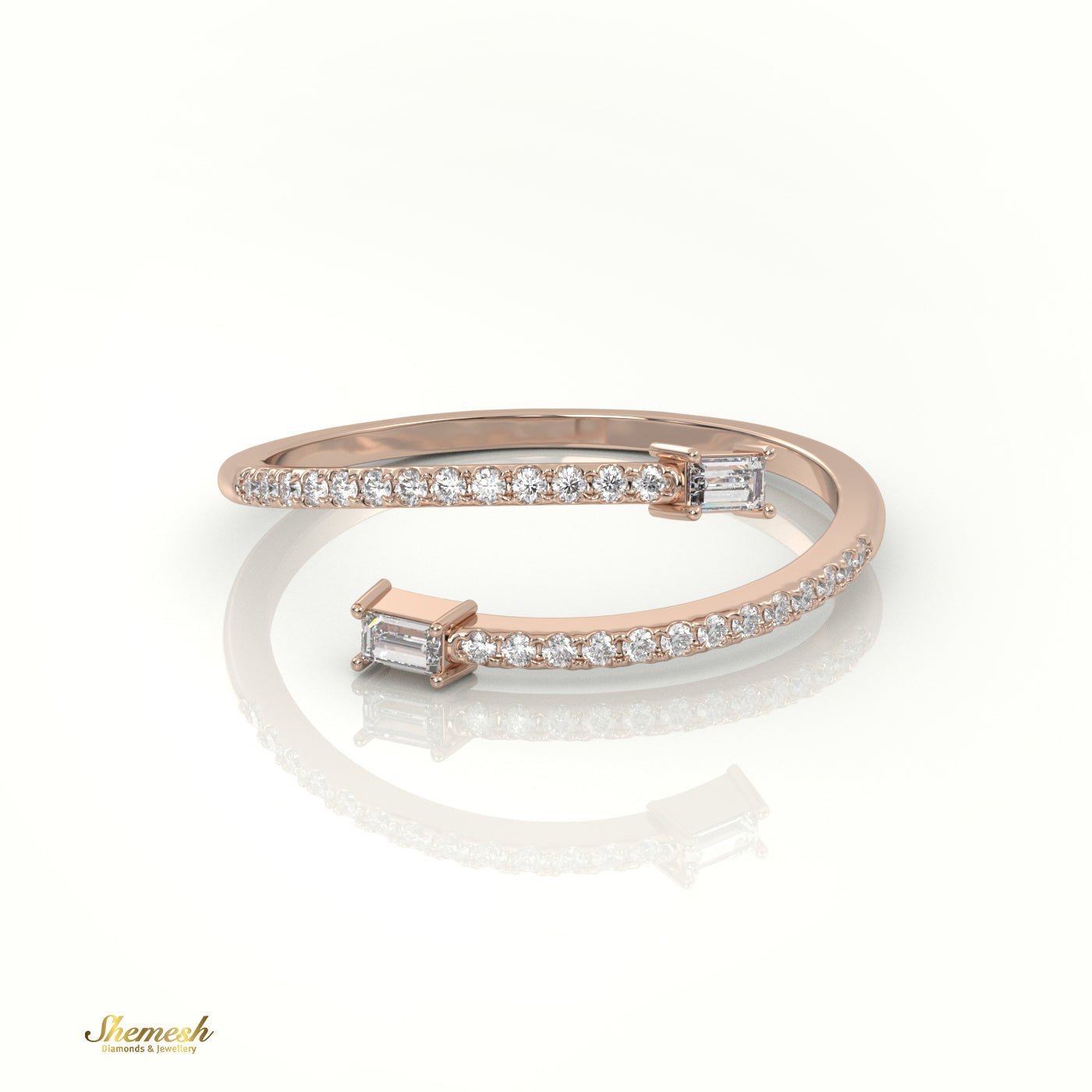 18K Gold Baguette - Cut Diamond Ring with Open Channel Setting - shemesh_diamonds