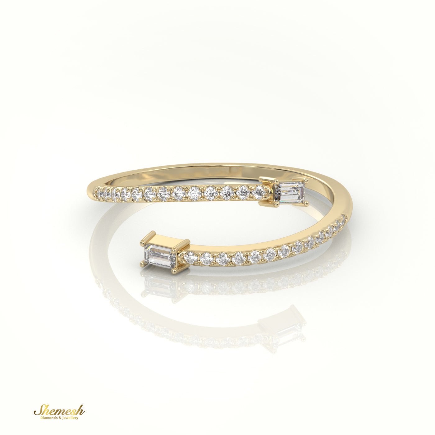 18K Gold Baguette - Cut Diamond Ring with Open Channel Setting - shemesh_diamonds