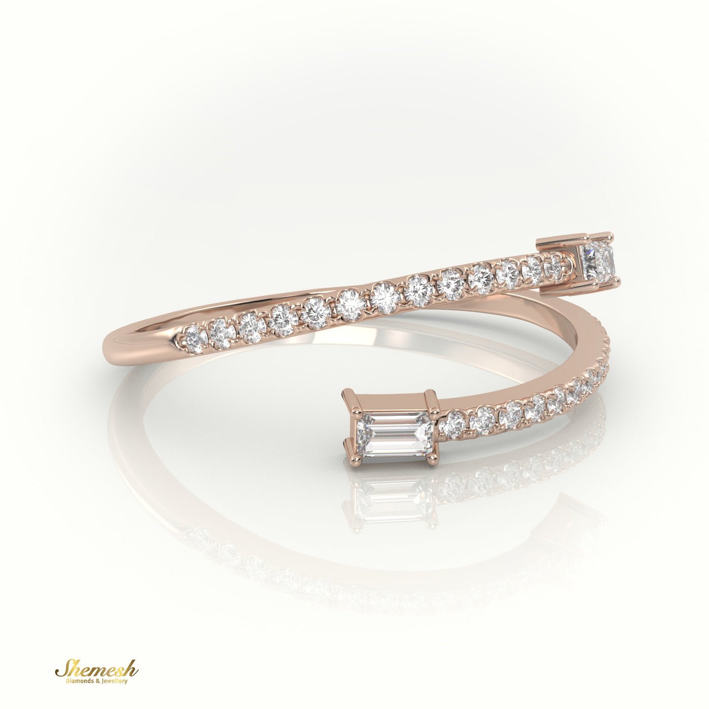 18K Gold Baguette - Cut Diamond Ring with Open Channel Setting - shemesh_diamonds