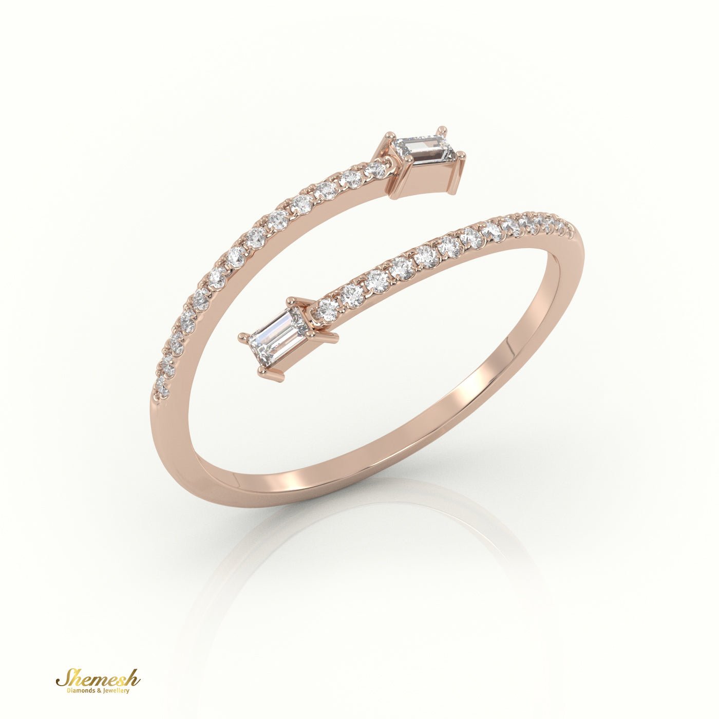 18K Gold Baguette - Cut Diamond Ring with Open Channel Setting - shemesh_diamonds