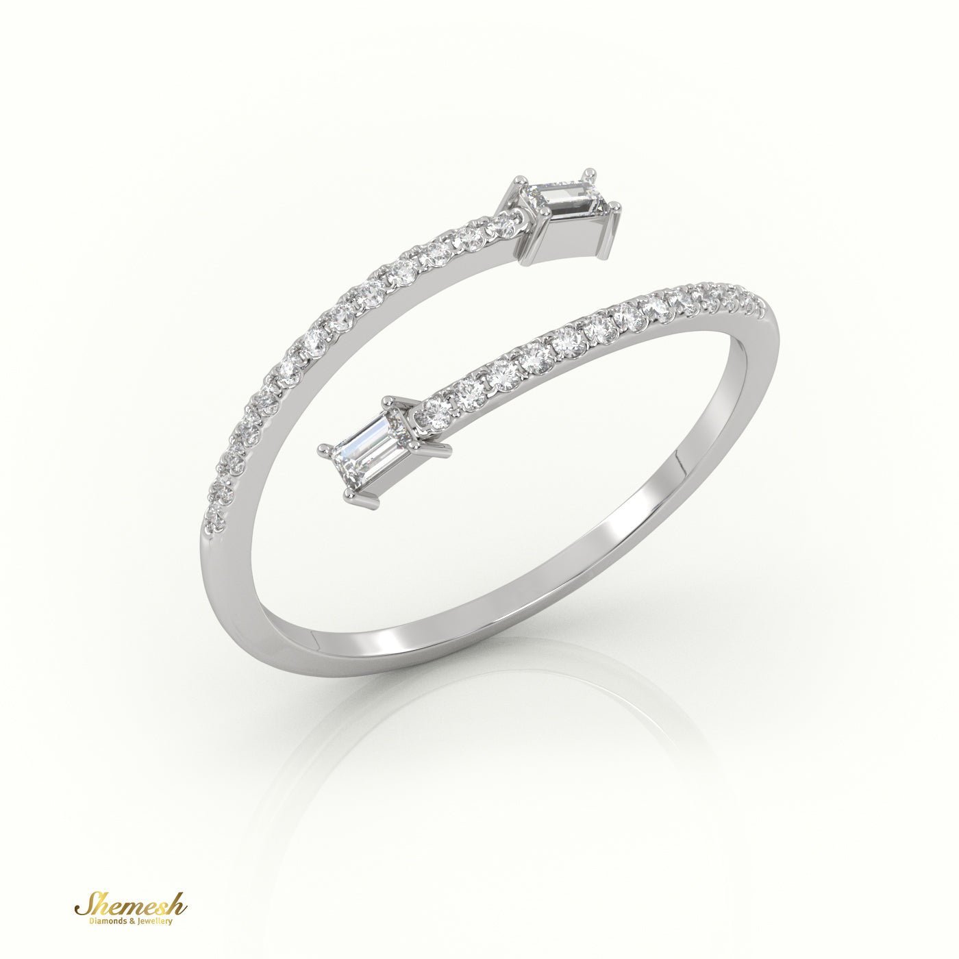 18K Gold Baguette - Cut Diamond Ring with Open Channel Setting - shemesh_diamonds