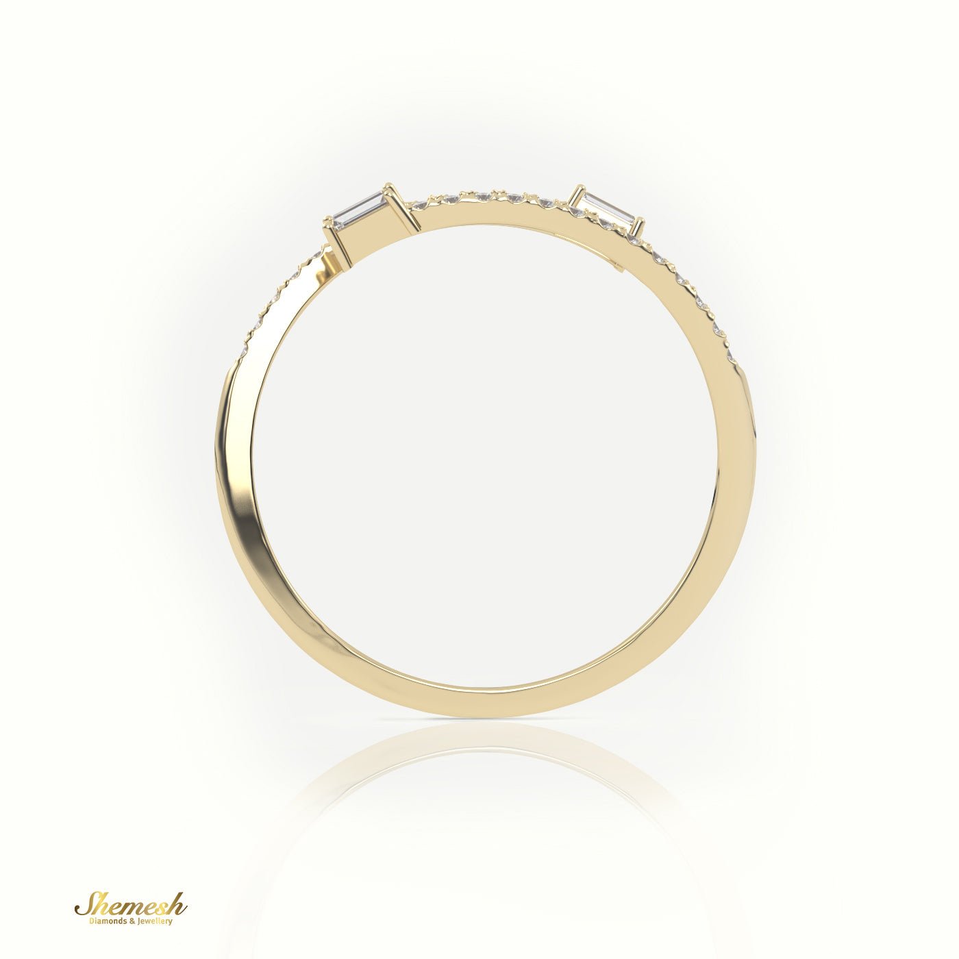 18K Gold Baguette - Cut Diamond Ring with Open Channel Setting - shemesh_diamonds