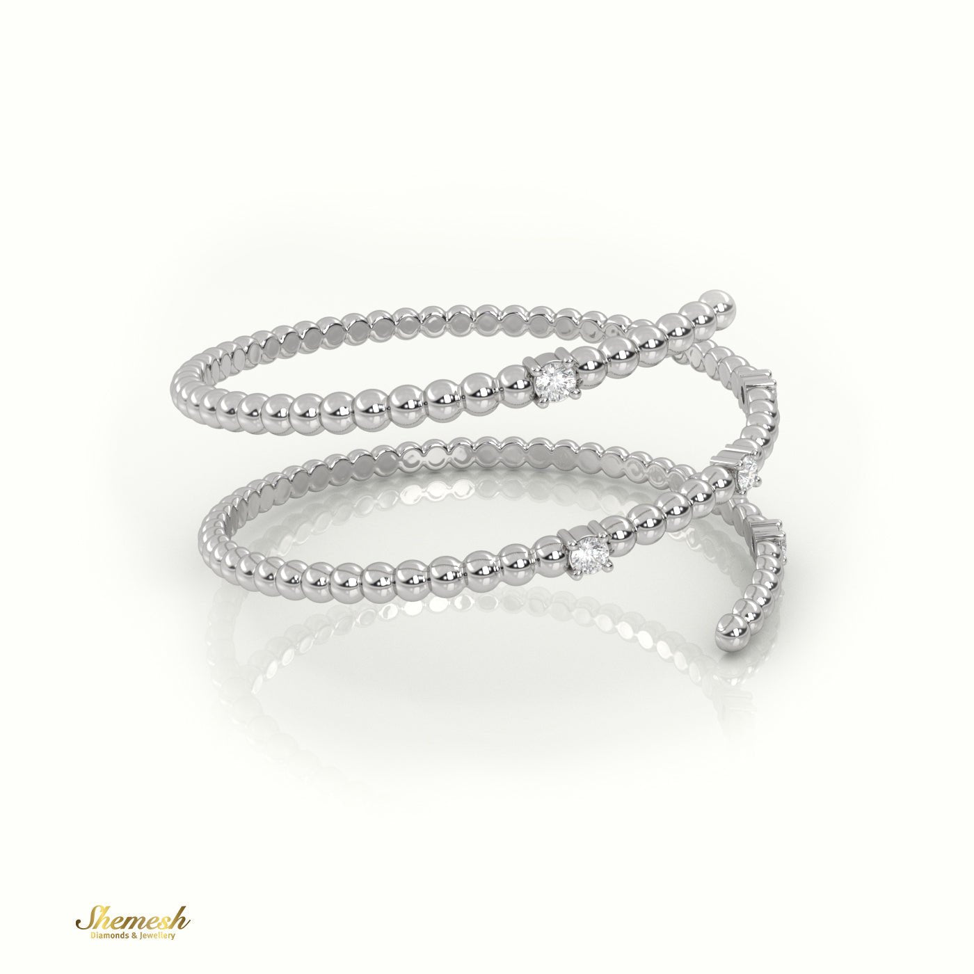 18K Gold Round Cut Diamond Bubble Spiral Ring - shemesh_diamonds