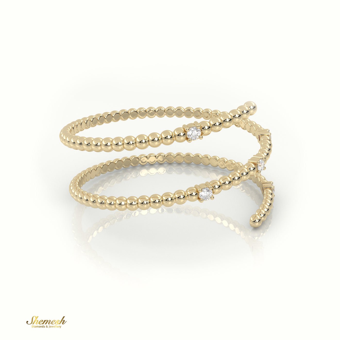 18K Gold Round Cut Diamond Bubble Spiral Ring - shemesh_diamonds