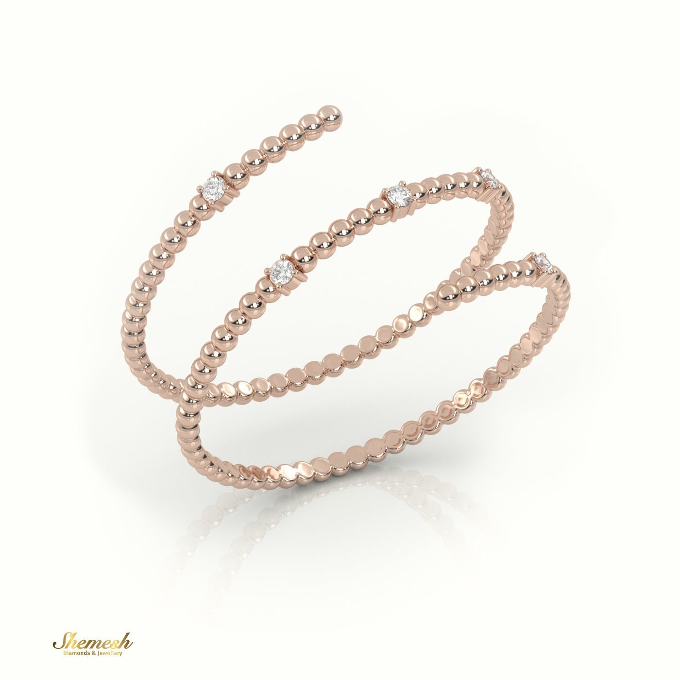 18K Gold Round Cut Diamond Bubble Spiral Ring - shemesh_diamonds