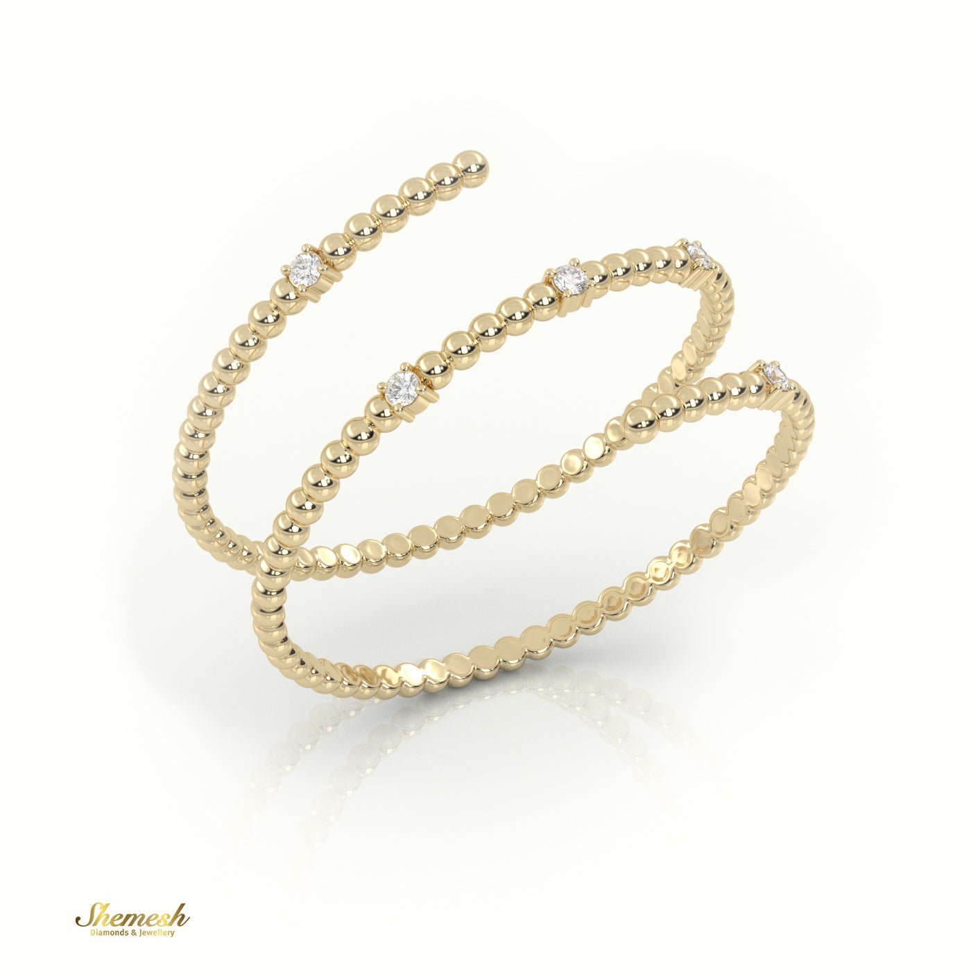 18K Gold Round Cut Diamond Bubble Spiral Ring - shemesh_diamonds