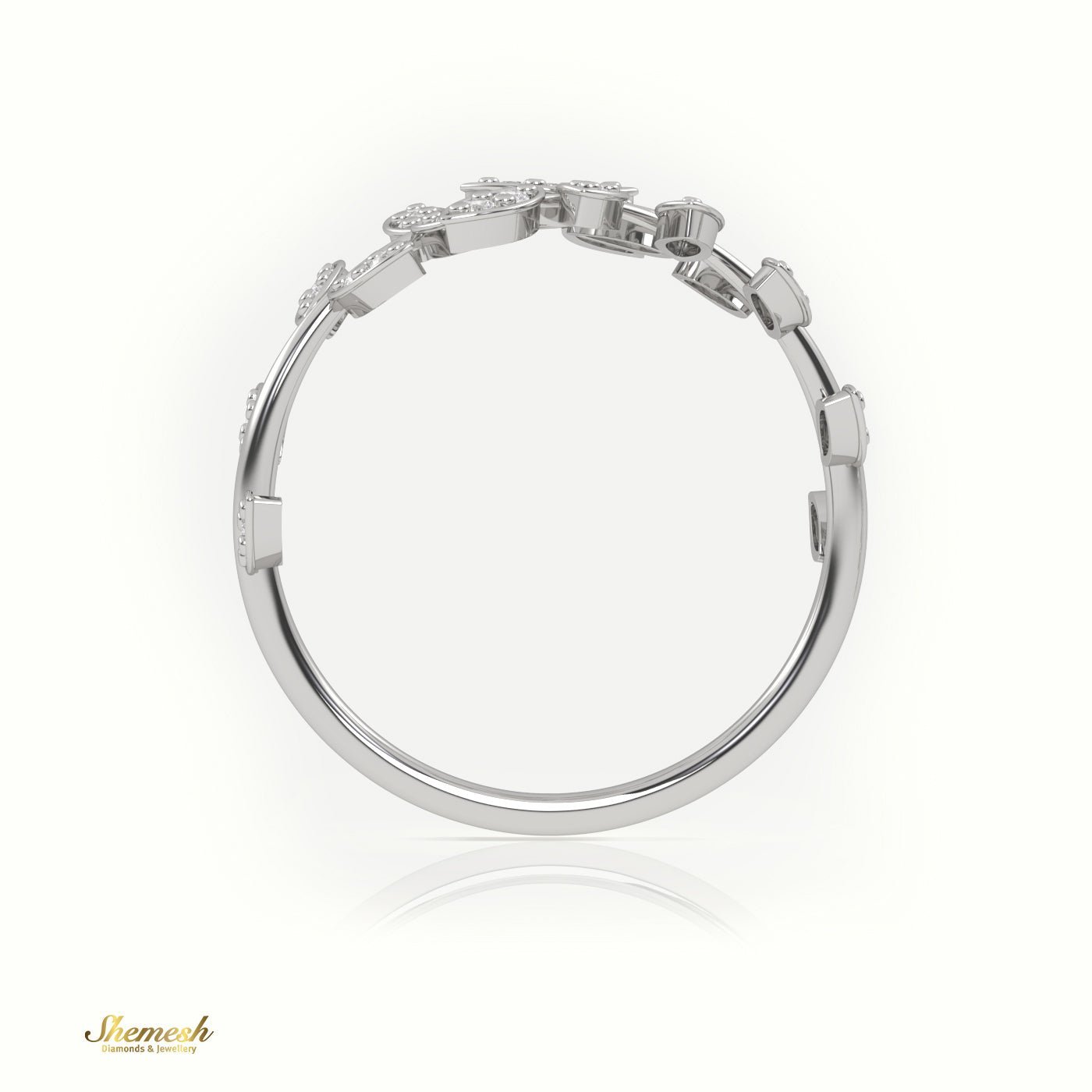 18K Gold Round Cut Diamond Leaf Style Ring - shemesh_diamonds