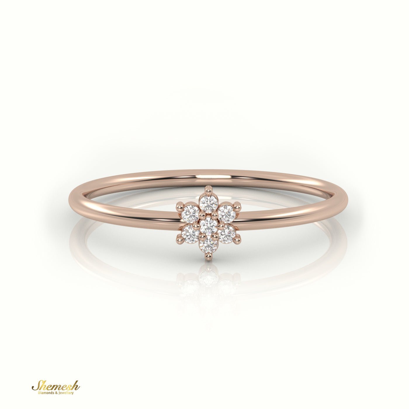 18K Gold Round Cut Diamond Floral Halo Ring - shemesh_diamonds